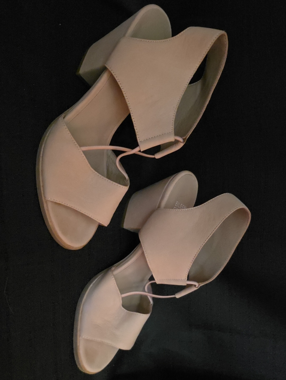 Eileen Fisher SZ9.5 Blush/Nude Beige Open-Toe Block Heel Sandals